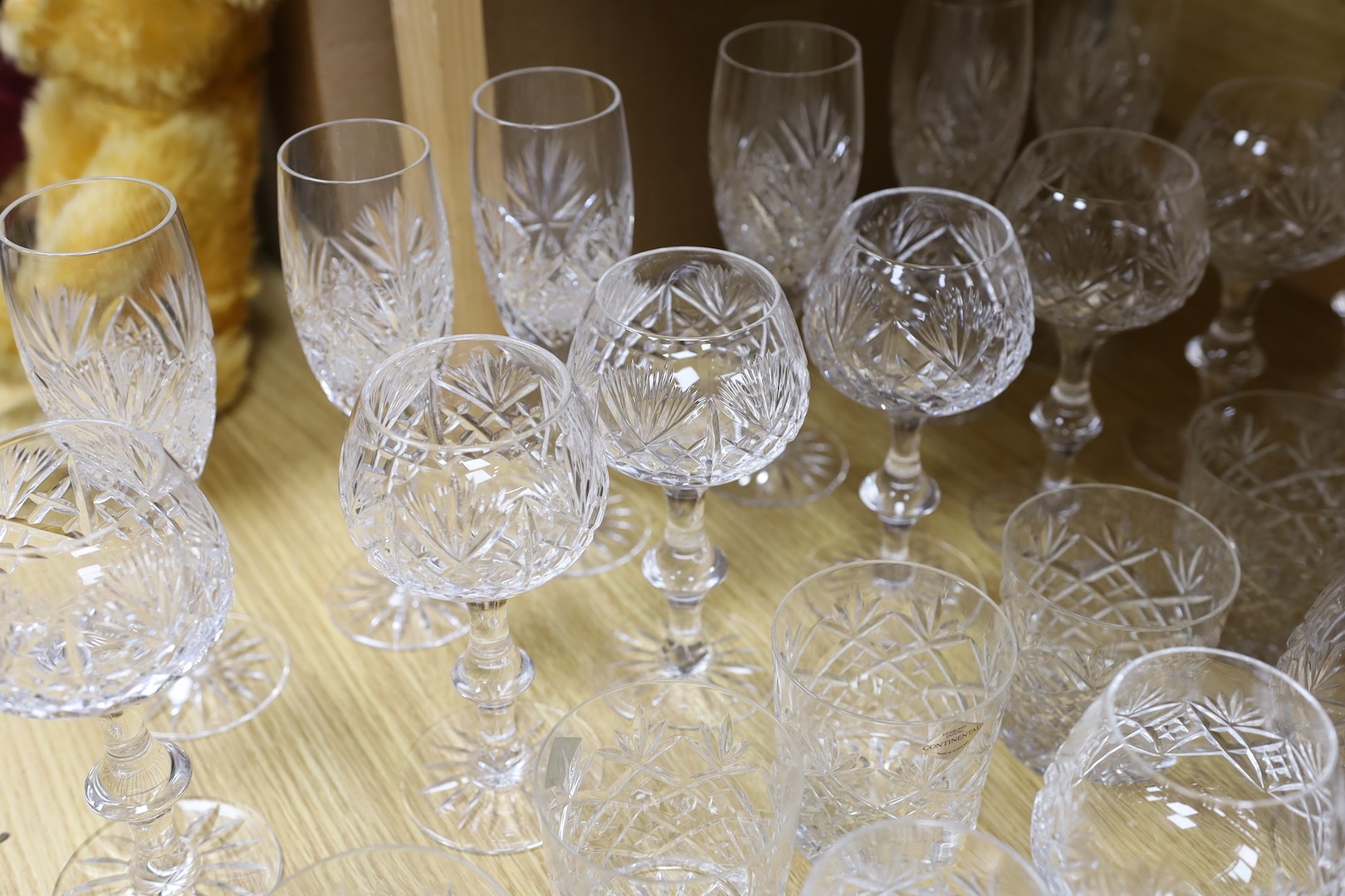 A quantity of cut glassware including Edinburgh glass, decanters etc.